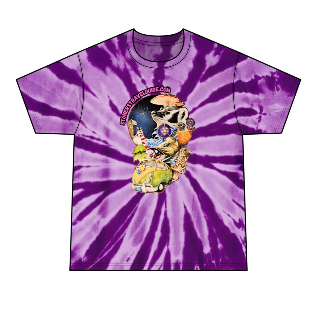 the stoner's travel guide to wisconsin men's tie dye tee