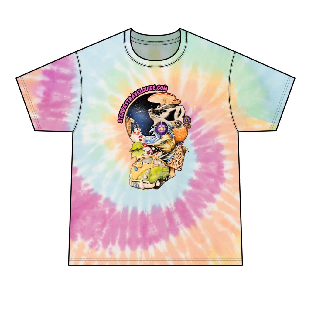 the stoner's travel guide to wisconsin men's tie dye tee