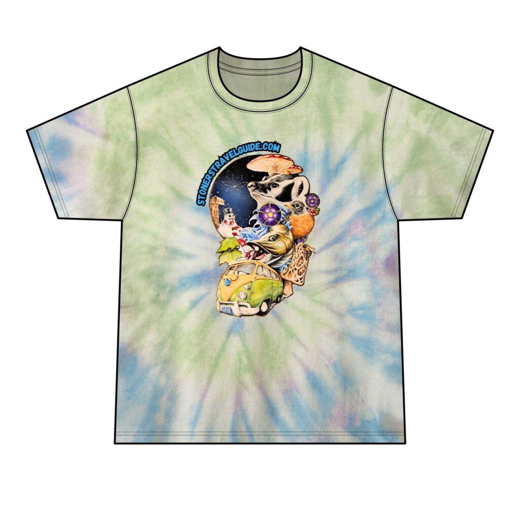 the stoner's travel guide to wisconsin men's tie dye tee