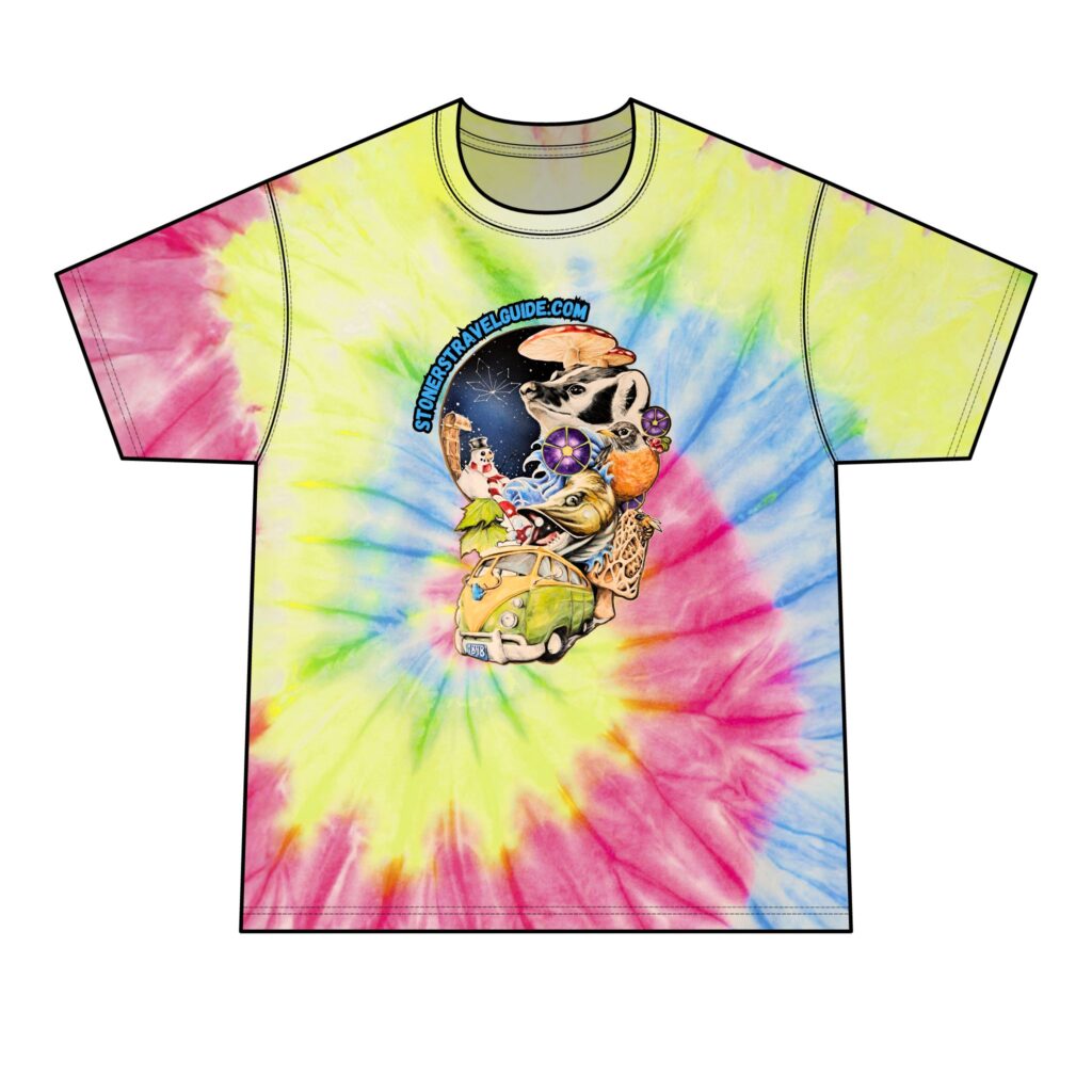 the stoner's travel guide to wisconsin men's tie dye tee