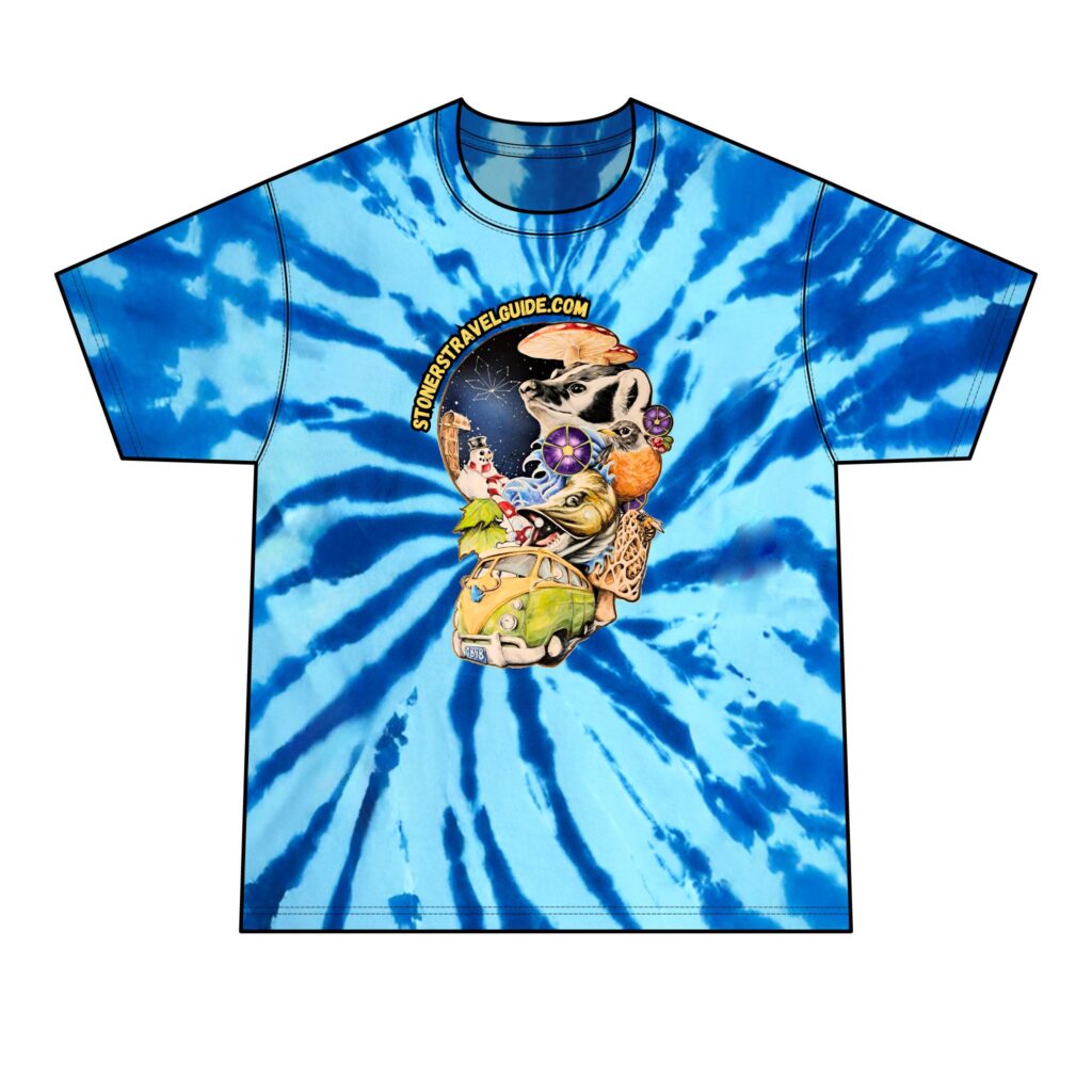 the stoner's travel guide to wisconsin men's tie dye tee