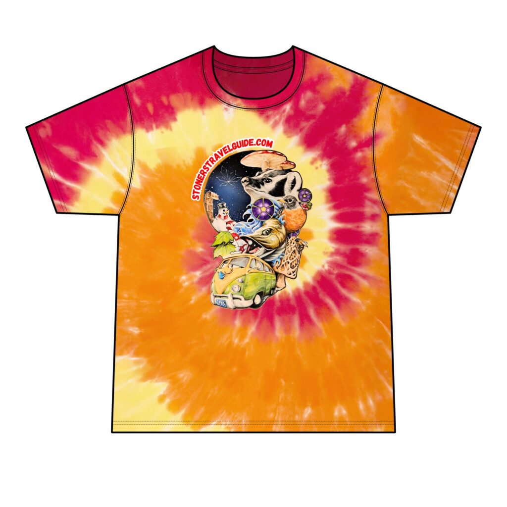 the stoner's travel guide to wisconsin men's tie dye tee