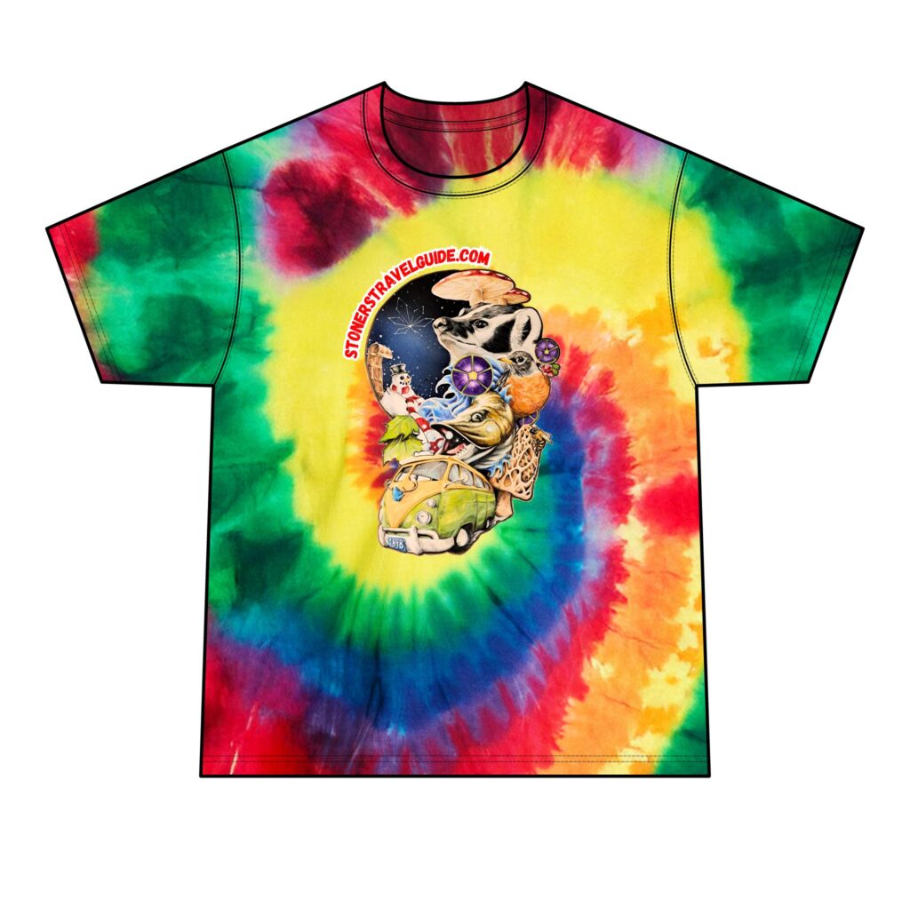 the stoner's travel guide to wisconsin men's tie dye tee